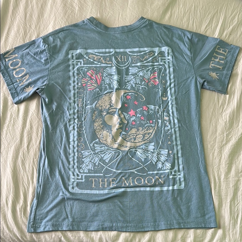 Blue Graphic Tee with Moon Design